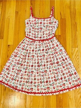 Red Floral Rick Rack Trim Sundress ; ADORABLE!